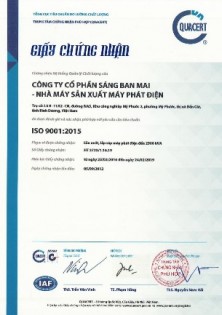 Chứng nhận ISO 9001: 2015 của Công ty CP Sáng Ban Mai