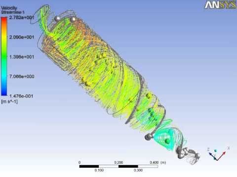 Mô phỏng đường đi của bụi trong cyclone bằng ANSYS (Nguồn: Internet)